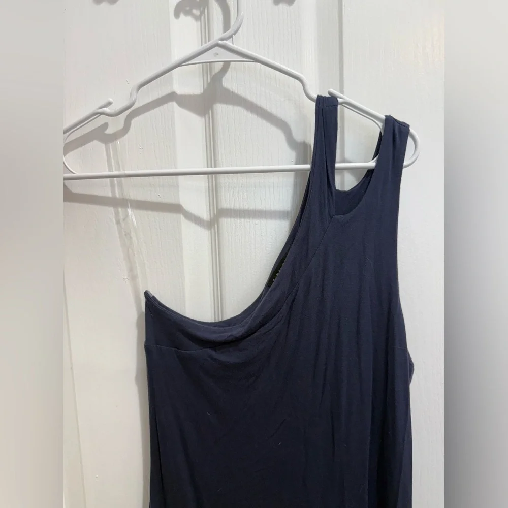 One Shoulder Navy Dress - Picture 2 of 4